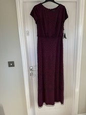 New Adrianna Papell Women's Burgundy Beaded Maxi Dress, UK Size 14