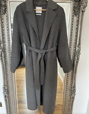 Mango Handmade Grey Wool Blend Long Coat Size M UK 8-10.