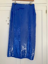 ZARA BLUE SEQUINNED HIGH WAIST MIDI SKIRT SIZE S - VERY GOOD CONDITION