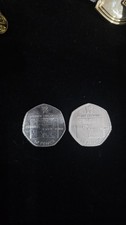 JOB LOT X2 2011 OLYMPIC FOOTBALL OFFSIDE RULE 50P FIFTY PENCE COINS, SCARCE.