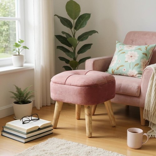 Modern mustard pink ottoman - modern,