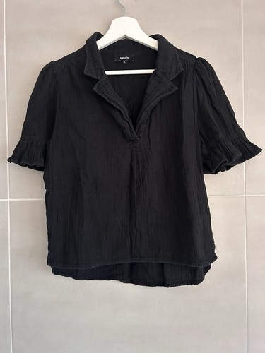 Black cheesecloth shirt - black,