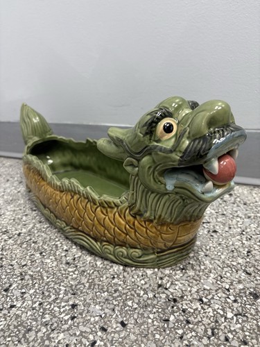 Huge majolica dragon planter - majolica,