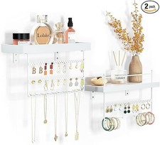 Lolalet Hanging Jewelry Organizer Wall Mount with Earrings, Bracelets, Necklaces