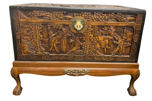Carved wooden trunk intricate - wooden,