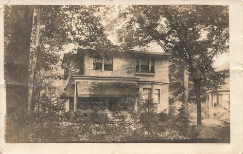 Rppc vintage house home tree - rppc,