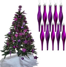 20 XMAS DROPLET BAUBLES, CHRISTMAS TREE DECORATION GLITTER & MATT ICICLE BAUBLES