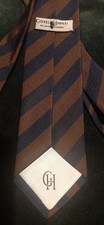 Gieves & Hawkes Pure Silk Tie - Brown & Navy Striped - New