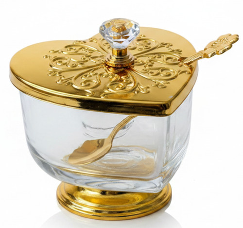 Footed glass sugar bowl - glass,