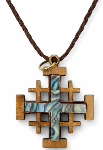 Jerusalem cross olive wood - olive,