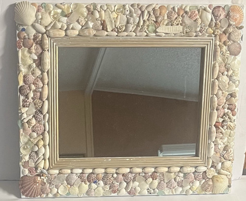 Mirror seashell frame - w/, beach
