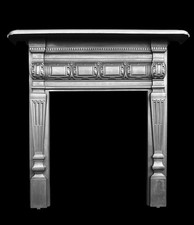 LARGE ANTIQUE VICTORIAN EDWARDIAN CAST IRON FIREPLACE / FIRE WOODBURNER SURROUND