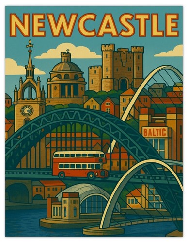 Newcastle tyne bridge retro - tyne,