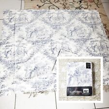 Toile De Jouy  Curtains French Brocante Le Chateau Blue White Lined 167 x 137cm
