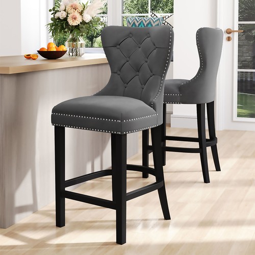Grey velvet bar stools - grey,