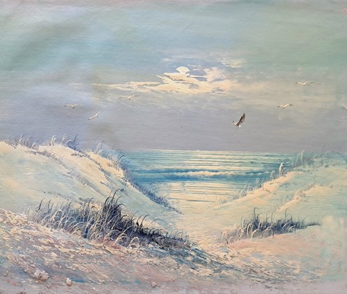 Vintage oil painting coast - painting, on