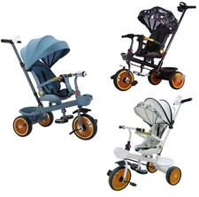 Sun Canopy Baby Toddler 6 in 1 Tricycle with Push Handle & 360° Rotating Seat