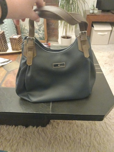 Blue leather women shoulder - blue,