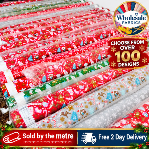 Christmas poly cotton fabric - cotton,