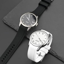 Premium Silicone Waterproof Watch Band Curved End Rubber Strap 19/20/21/22/24mm