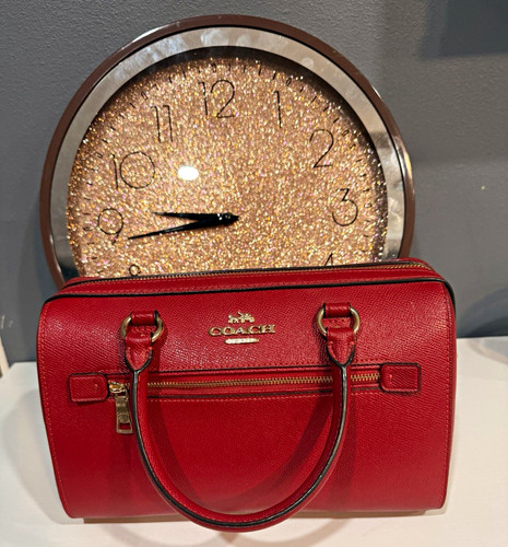 Coach red zip satchel top - zip,