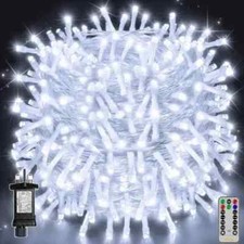 80M/262ft 800 LED Fairy Light Decorations Cool-White Clear Cable with Remote