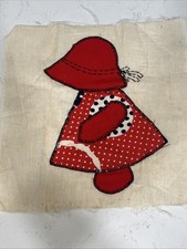 Vintage Sewing Panel Holly Hobby Sun Bonnet Red & Black - See Details
