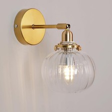 Vintage Brass Wall Light Glass
