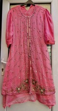 pakistani indian party wedding dress maxi, sequinned, beaded, 36" chest, coral