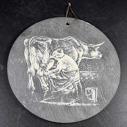 Black slate slice circular - slate,