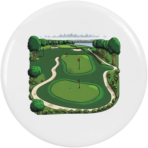 Golf course button pin - 'golf, course'