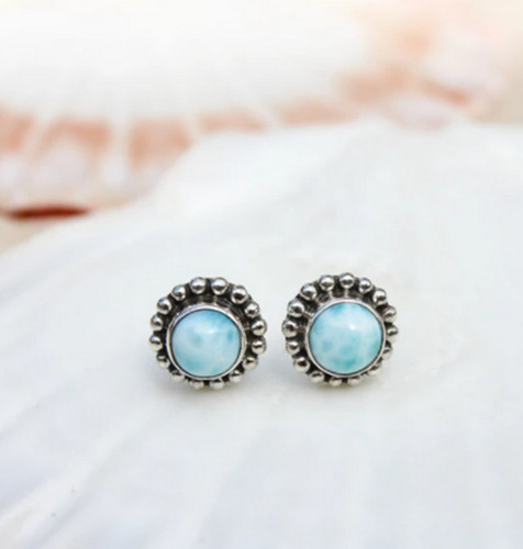 Natural larimar 6x6 - mm, 925