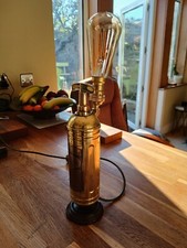 Vintage Brass Fire Extinguisher Lamp - Upcycled  - Steampunk - Auto Memorabilia 