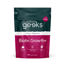 Biotin 10,000mcg + Zinc & Selenium | 180 Tablets - Hair Growth, Skin & Nails, UK