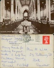 Hull Parish Church Interior RP Real Photo Old Card 1969 Cancel