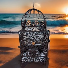 Wrought Iron Metal Candle Holder With Door Genuine Moroccan Artisan