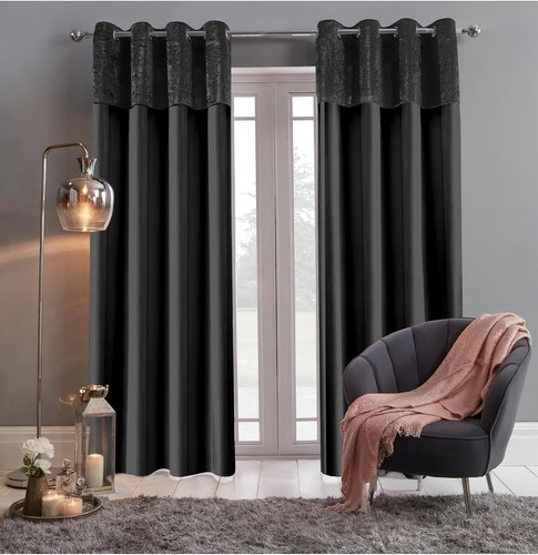 Crushed velvet band curtains - crushed,