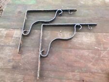 Pair Wrought Iron Plant Hanging Basket Brackets Thick Quality Vintage Reclaimed 