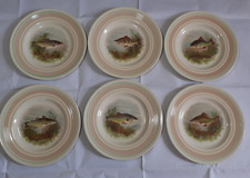 Ivory Ware 1930's Woods 6 x Vintage Fish Series 23cm Plates