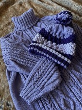 HAND KNIT ARAN JUMPER/HAT