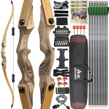 60'' Takedown Hunting Bow 20-60lbs Recurve Bow Wooden Adult Archery Target RH LH