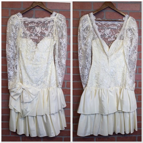 Vintage ivory lace - vintage, mini