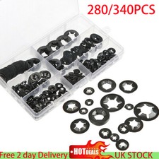 280/340pcs Star Nut Metal Starlock Push-on Locking Washer Clips Fastener M3-M12