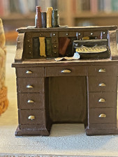 Miniature Dolls House Study Library Furniture tiny desk with typewriter books