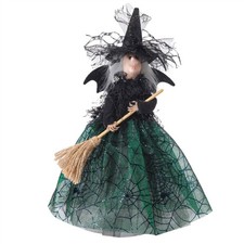 Green Tulle Dress Witch Tree Topper Halloween Doll Decoration