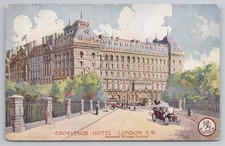 London Grosvenor Hotel Victoria Station Postcard c1915 Pulman's Early Car