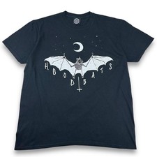Vintage Hood Bats Graphic Crew Neck Rock T-Shirt Tee, Black, XL (S1610)