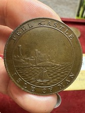 ISLE OF MAN - STUNNING - BANK OF DOUGLAS Penny. Peel Castle From Sea.  W.2060 N