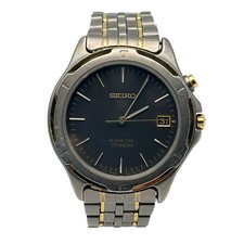 Seiko Kinetic Titanium 5M22-0A40 Mens Watch 10BAR Date Two-Tone - Needs Service.