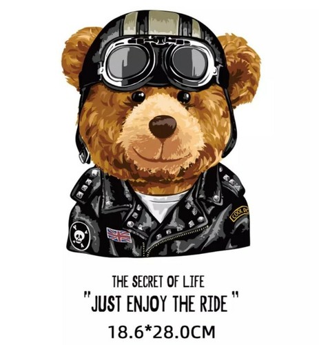 Biker bear iron transfer - biker,